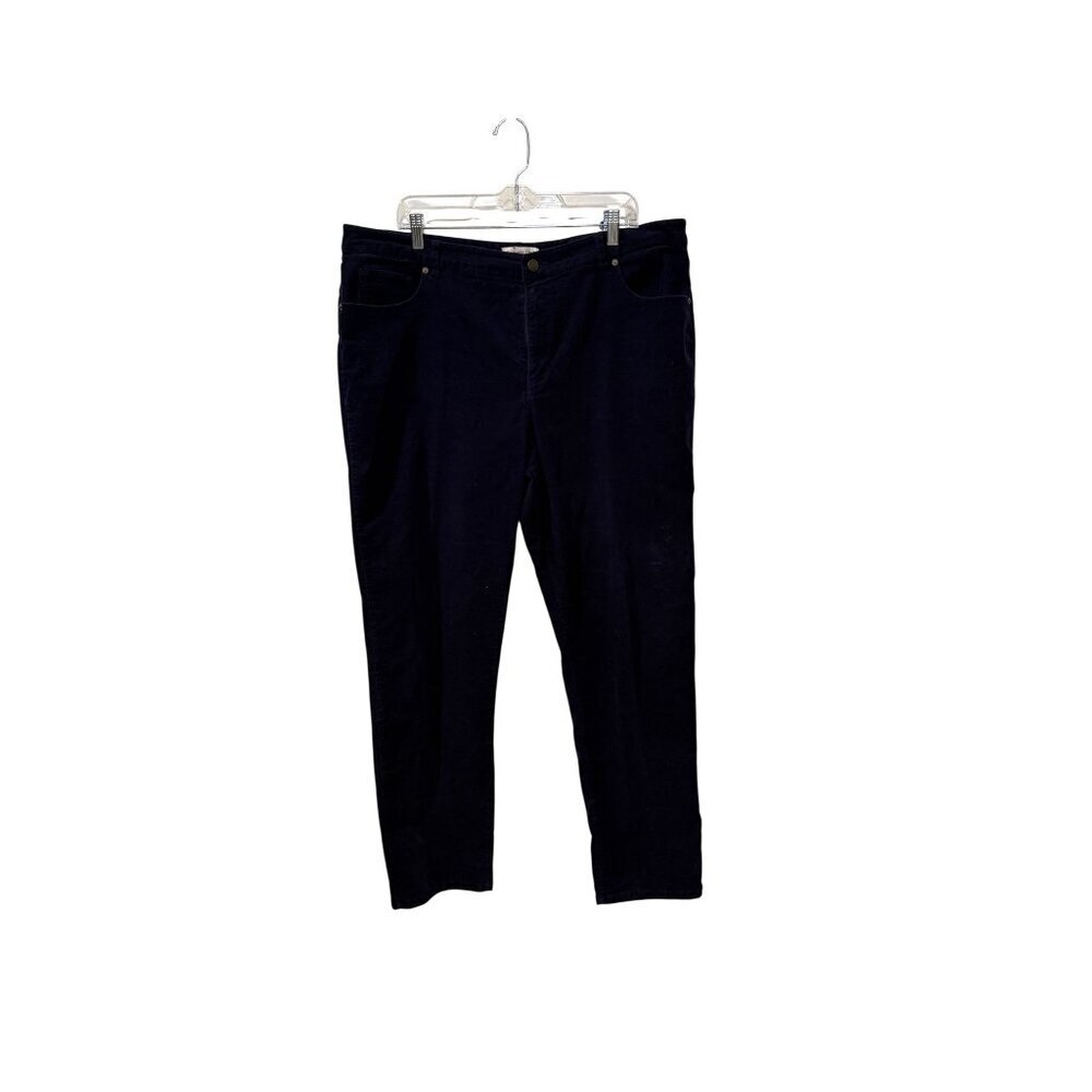 Coldwater Creek Womens Corduroy Pants Navy Blue Size 18 Mid-Rise Slim Fit